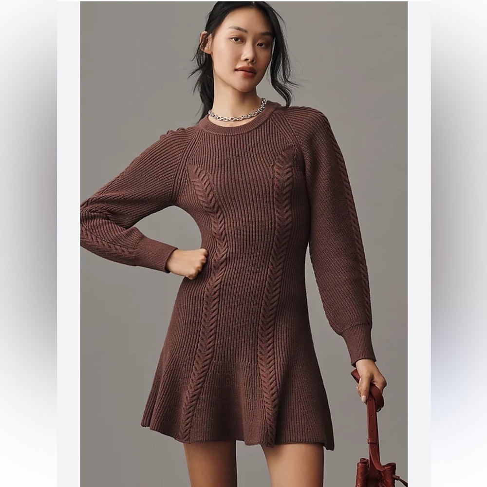 Anthropologie knit skater dress in brown